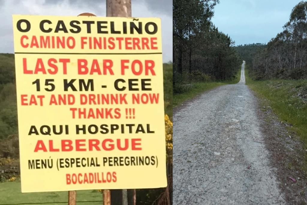 The last bar on the Camino to Cee before the split in Hospital is Bar O Cruceiro (sometimes referred to as Albergue O Casteliño).